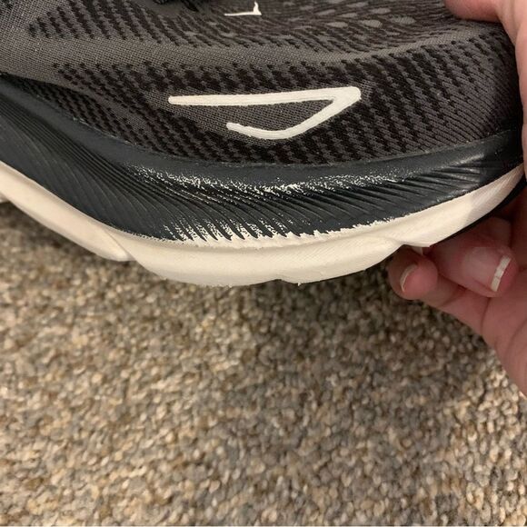 HOKA one one Clifton 9 running sneakers black white 11B woman’s unisex walking - Picture 3 of 13